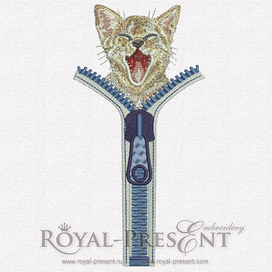 Machine Embroidery Design Pocket screaming cat
