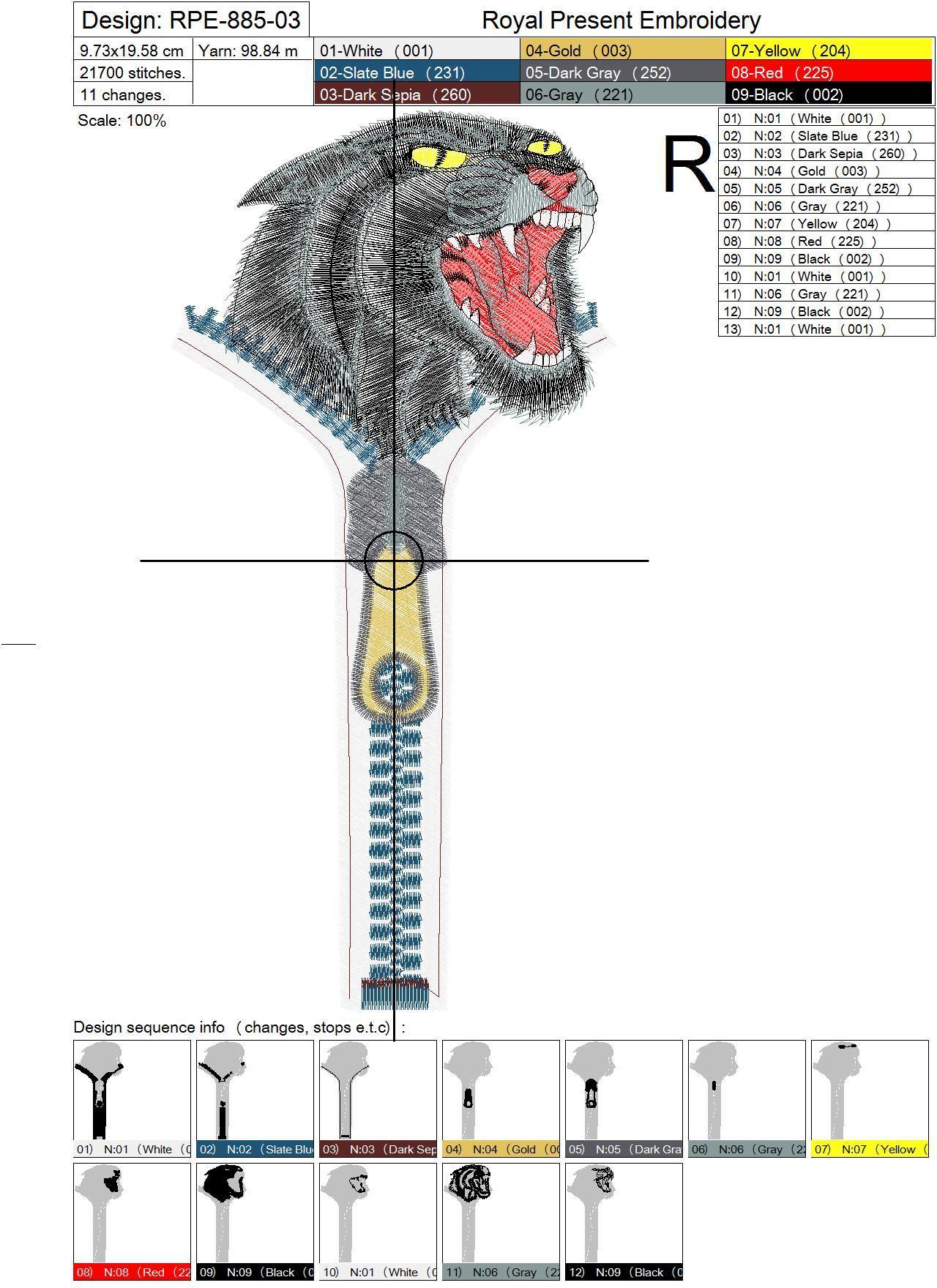 Machine Embroidery Design Zipper and Black panther