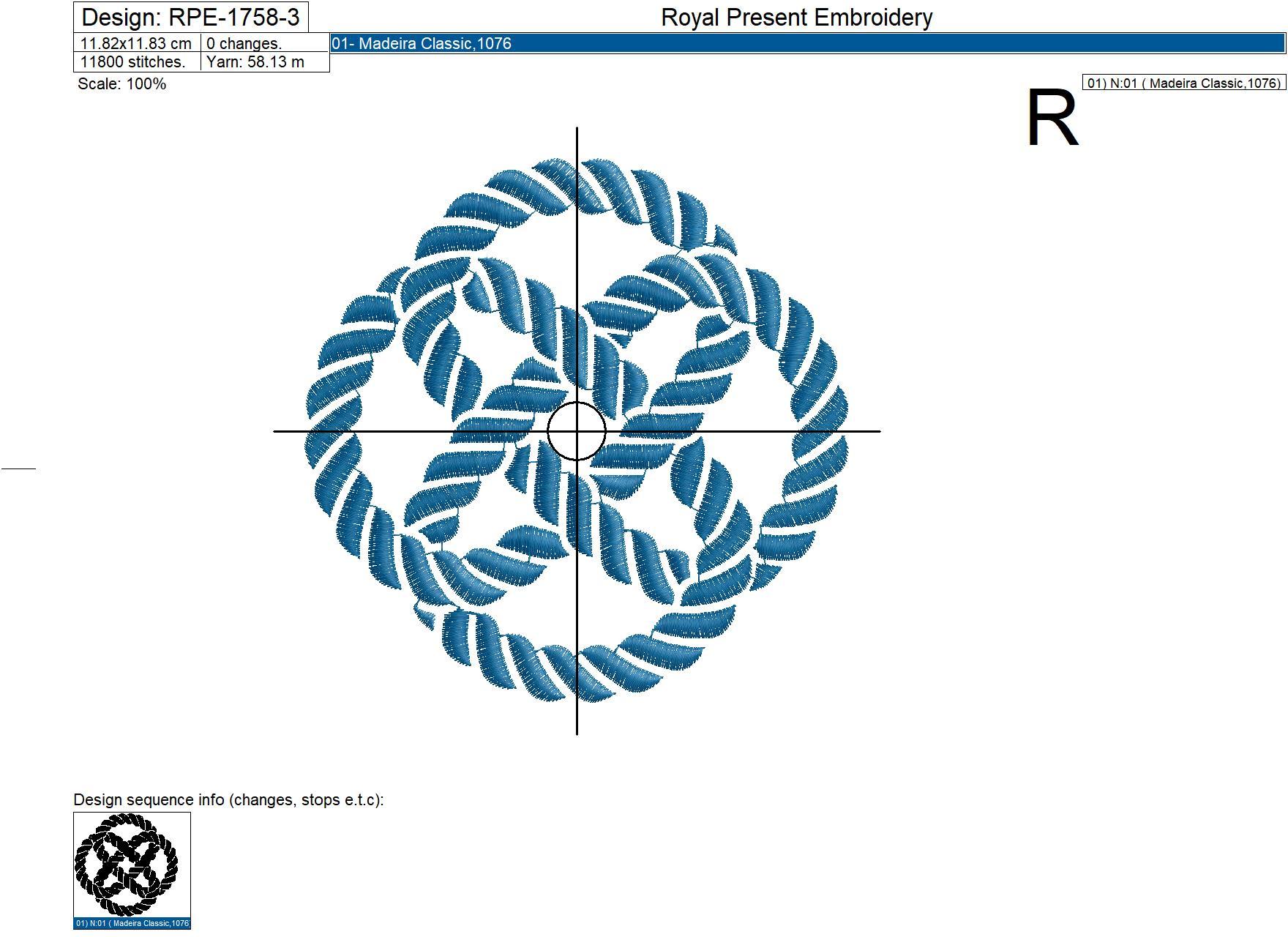Marine knot machine embroidery design - 5 sizes