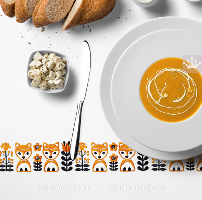 Scandinavian style border with foxes Machine Embroidery Design - 2 sizes RPE-1754