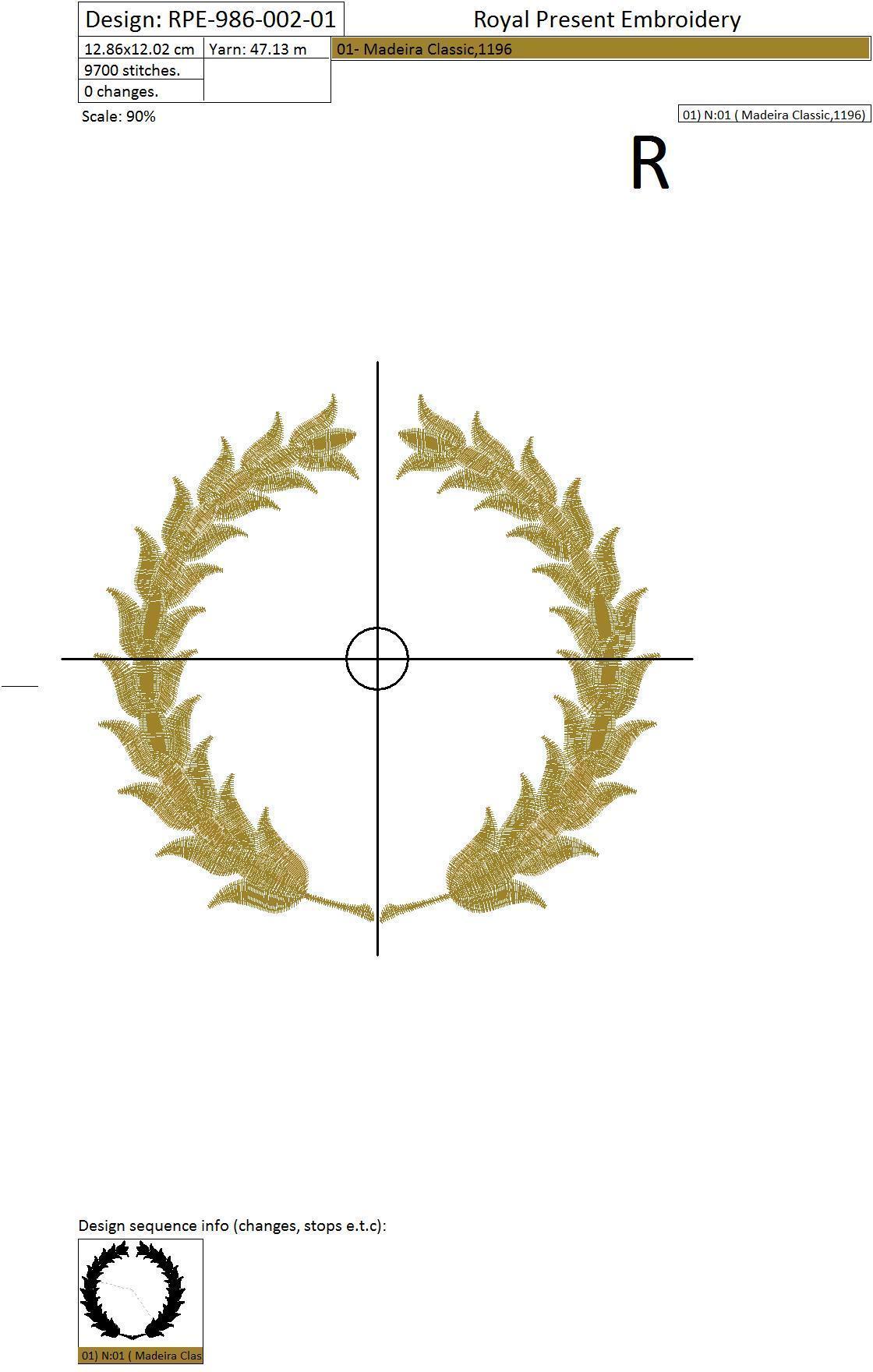Machine Embroidery Design Circular laurel monogram blank - 2 sizes