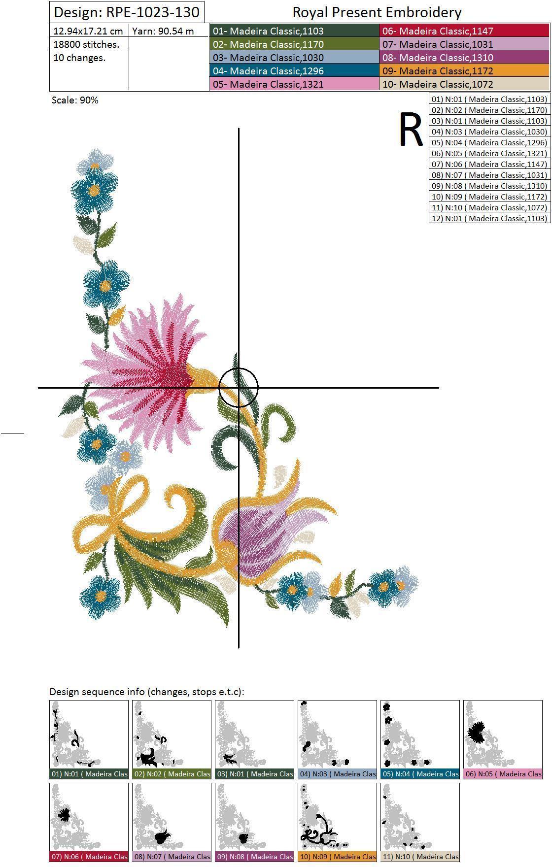 Machine Embroidery Design Ottoman ornament - 3 sizes