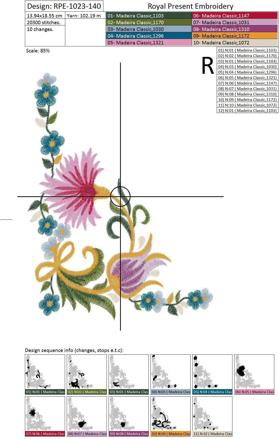 Machine Embroidery Design Ottoman ornament - 3 sizes