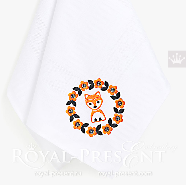 Scandinavian frame with foxes Machine Embroidery Design - 3 in 1
