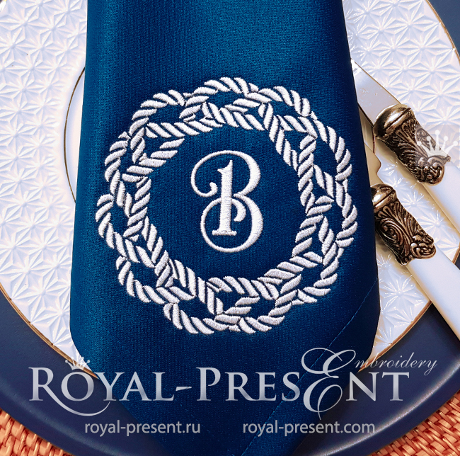 Marine knot frame machine embroidery design - 3 sizes RPE-1756