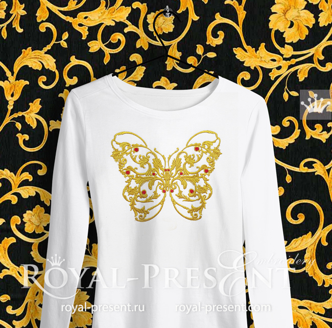 Butterfly Versace style Machine Embroidery Design - 6 sizes RPE-1755