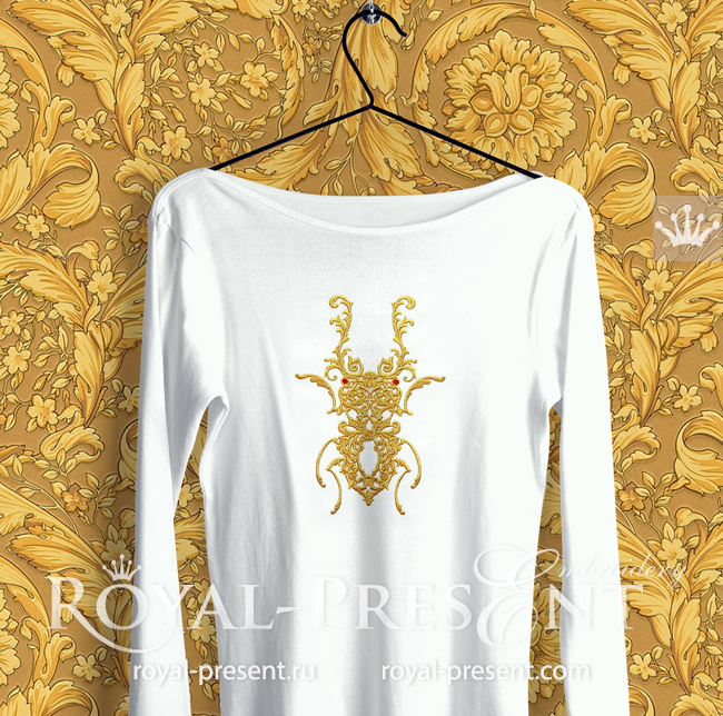 Beetle Deer Versace style Machine Embroidery Design - 6 sizes RPE-1760