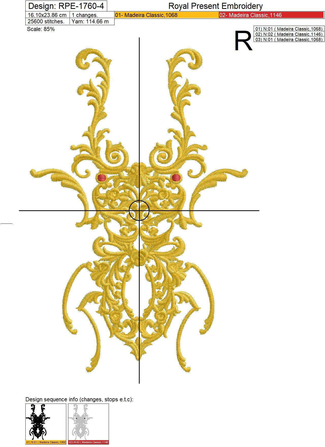 Beetle Deer Versace style Machine Embroidery Design - 6 sizes