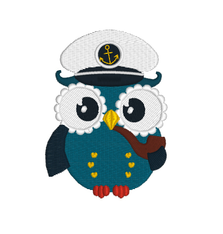 Machine Embroidery Design - Owl Captain 2