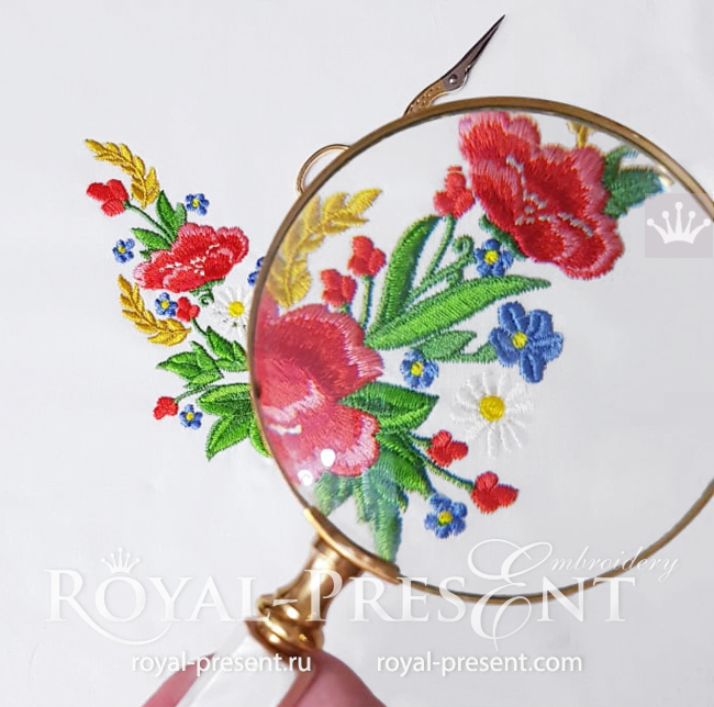 Estonian Ethnic flowers machine embroidery design - 3 sizes