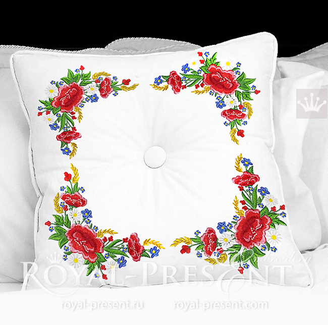 Estonian Ethnic flowers machine embroidery design - 3 sizes RPE-1753
