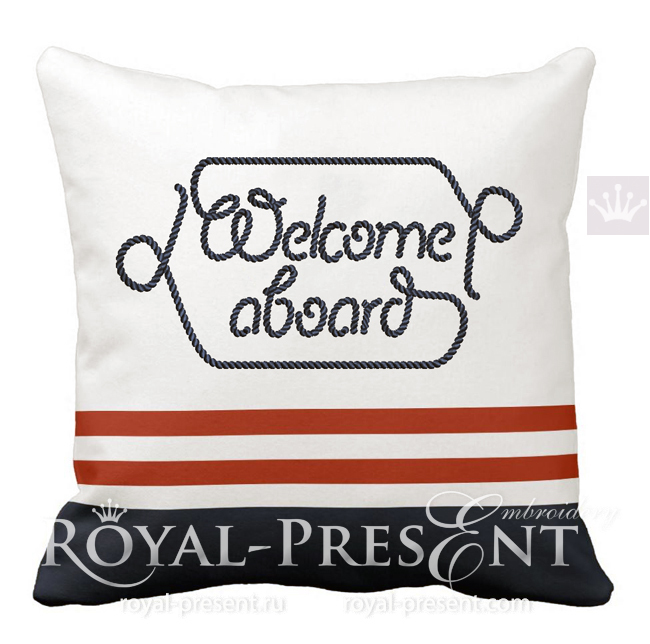 Welcome aboard inscription machine embroidery design - 7 sizes RPE-1761