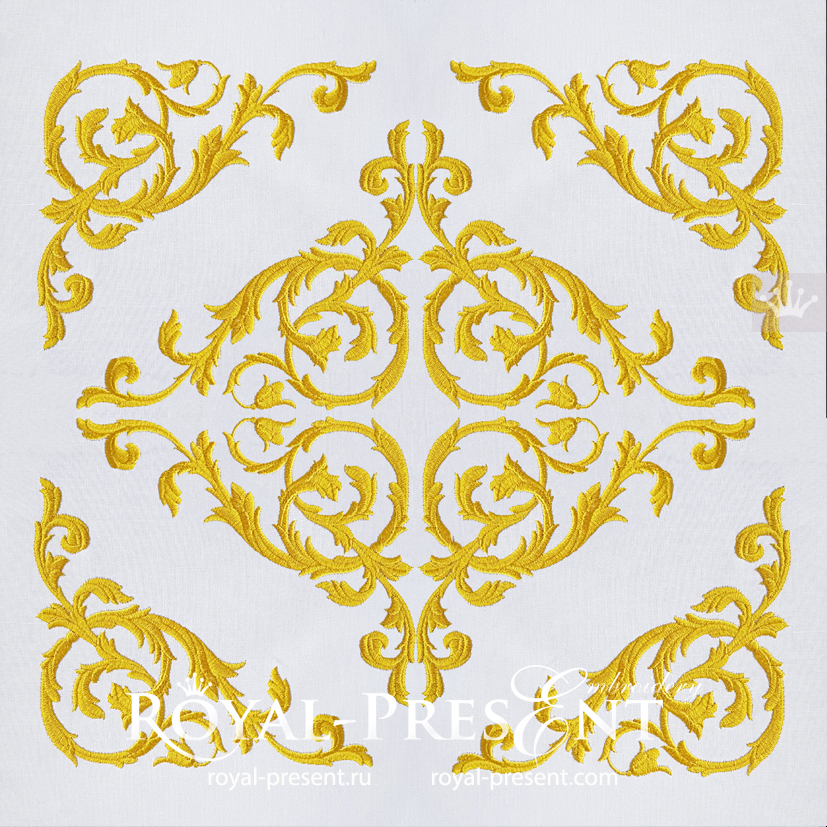 Vintage damask element machine embroidery design - 6 sizes