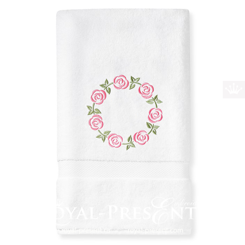 Monogram frame with roses Machine Embroidery Design - 4 sizes