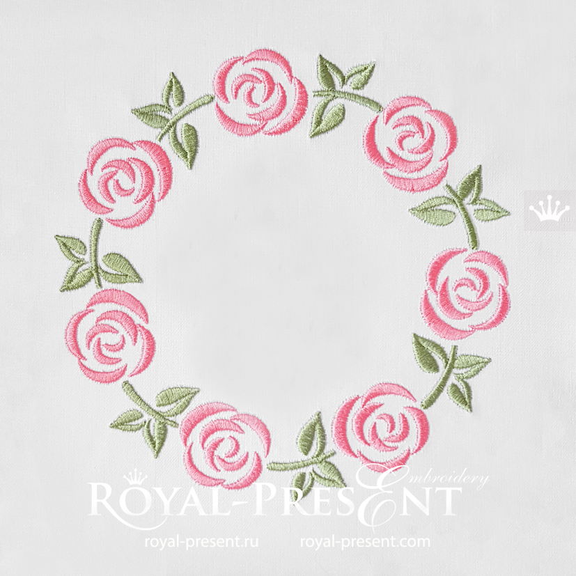 Monogram frame with roses Machine Embroidery Design - 4 sizes