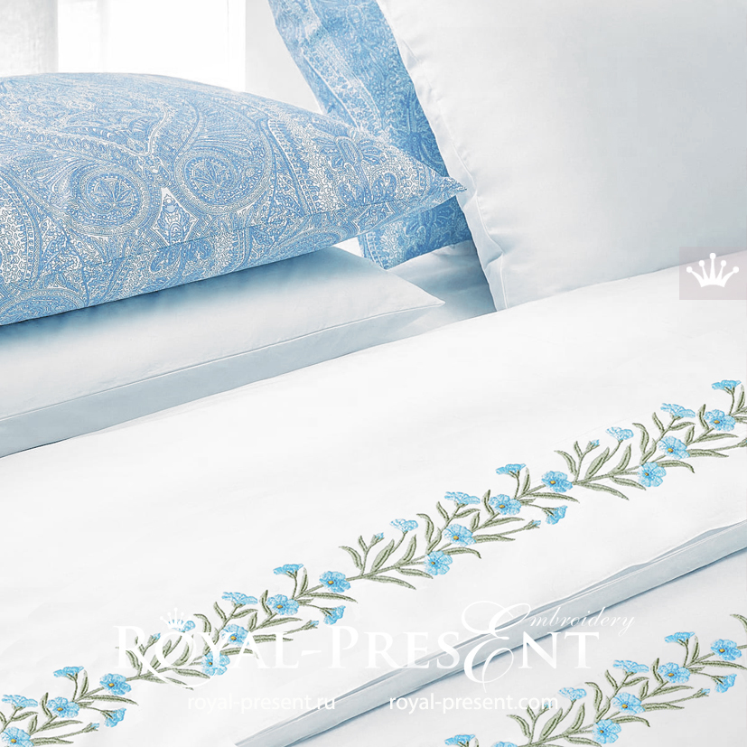 Flax flowers border Machine Embroidery Design - 3 sizes RPE-1768