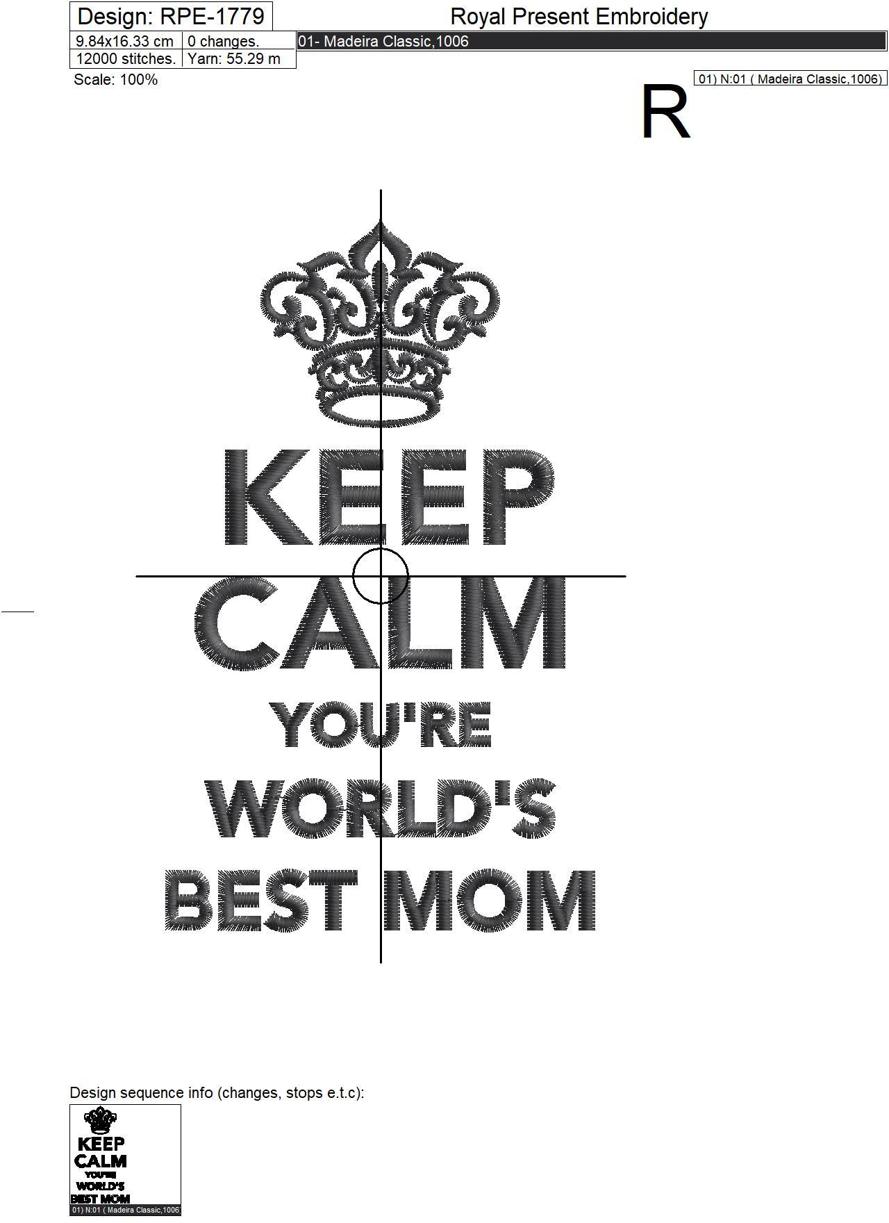 Best Mom Text Machine Embroidery Design - 2 sizes