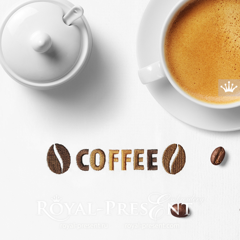 Coffee Text Machine Embroidery Design - 2 sizes RPE-1786