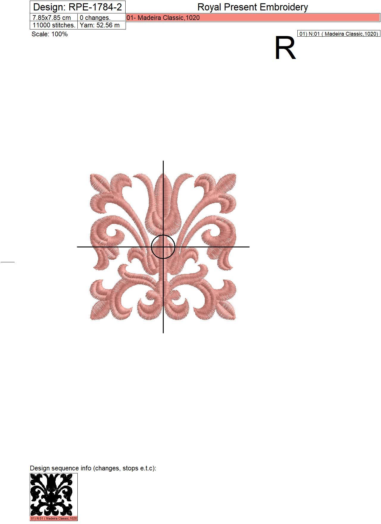 Machine Embroidery Design vintage motifs for border - 3 sizes