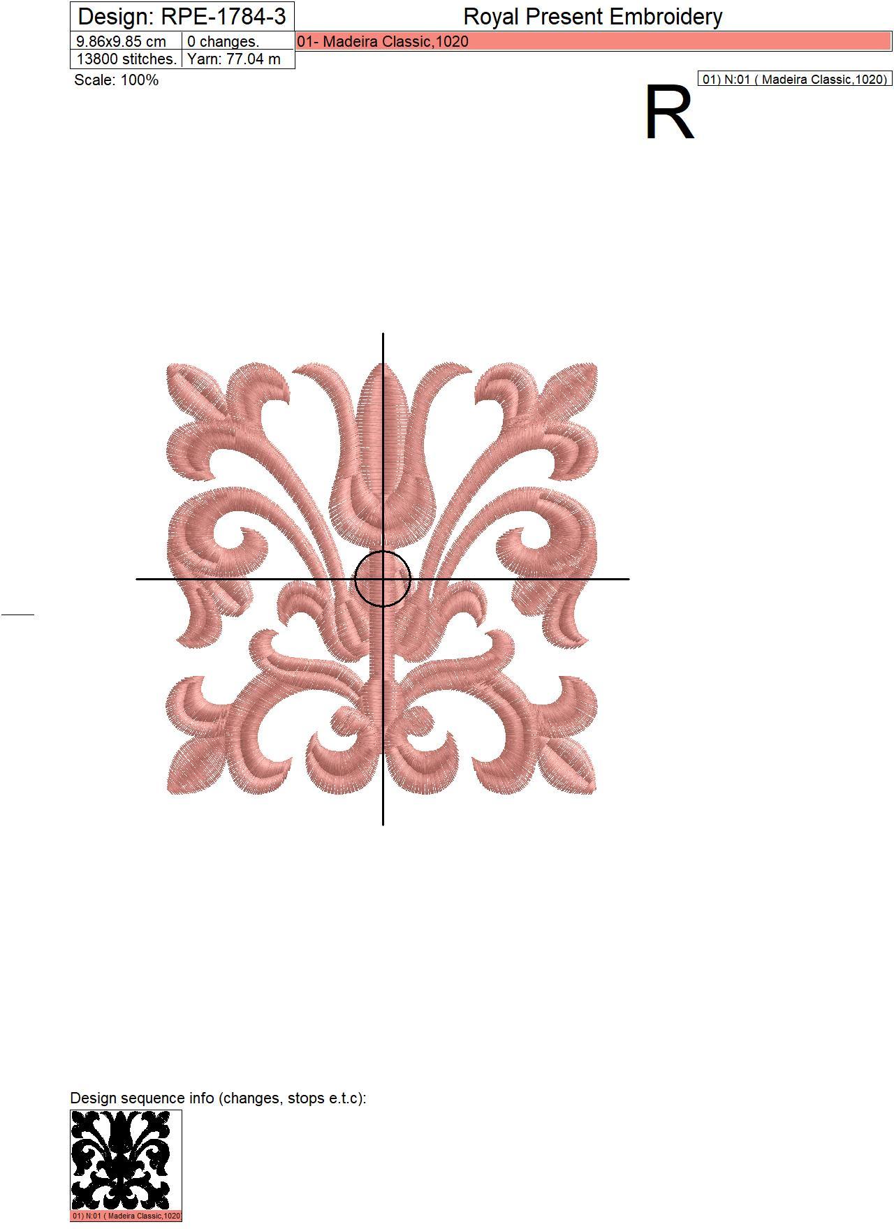Machine Embroidery Design vintage motifs for border - 3 sizes