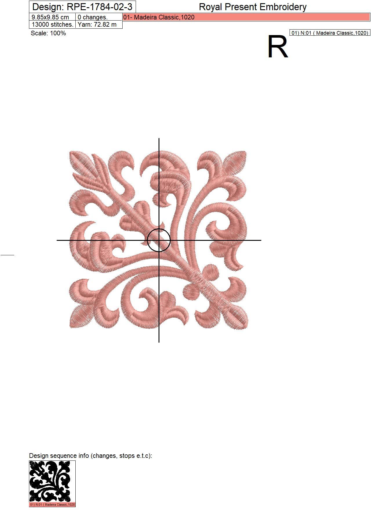 Machine Embroidery Design vintage motifs for border - 3 sizes