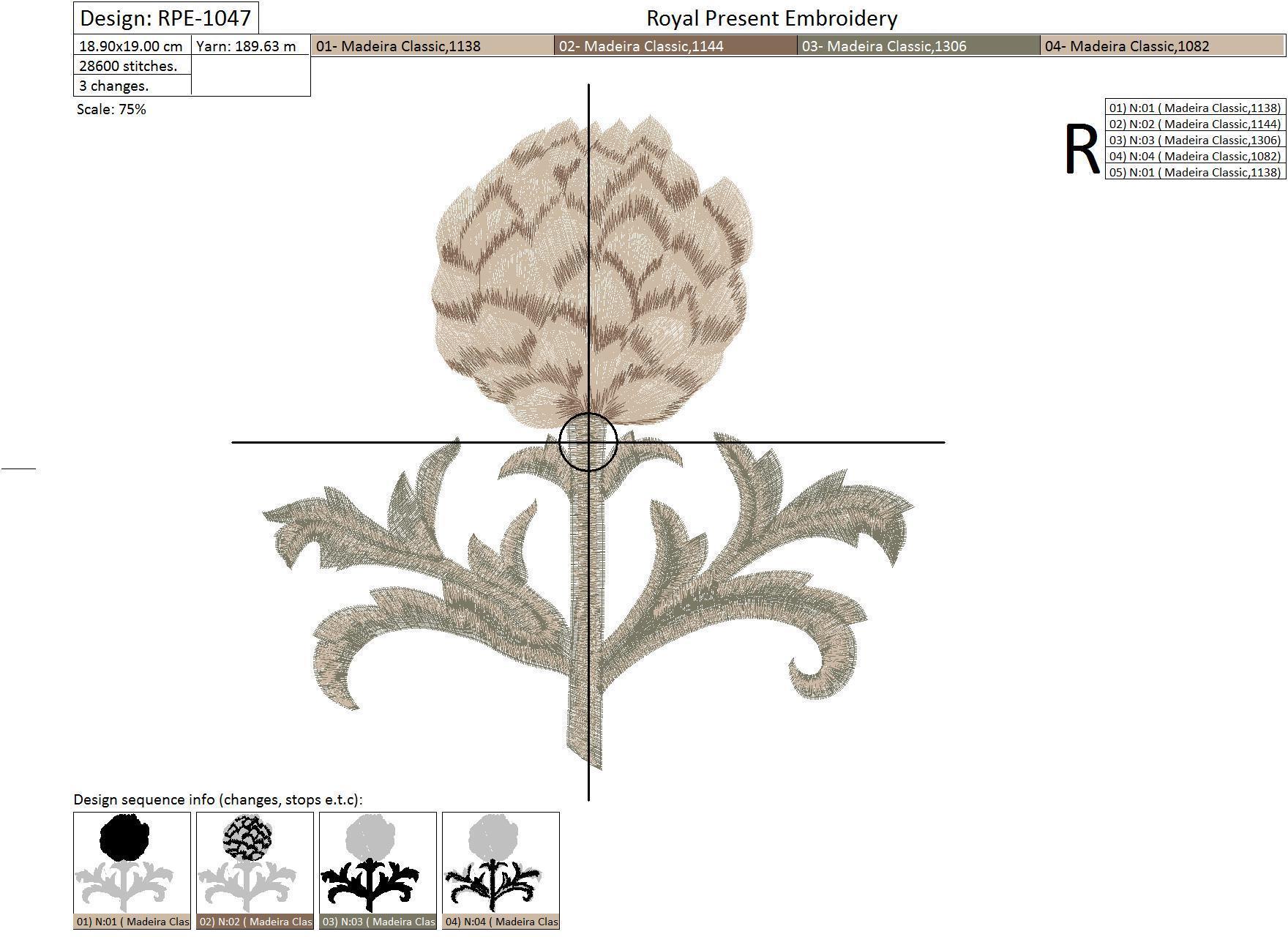Machine Embroidery Design Artichoke - 2 sizes
