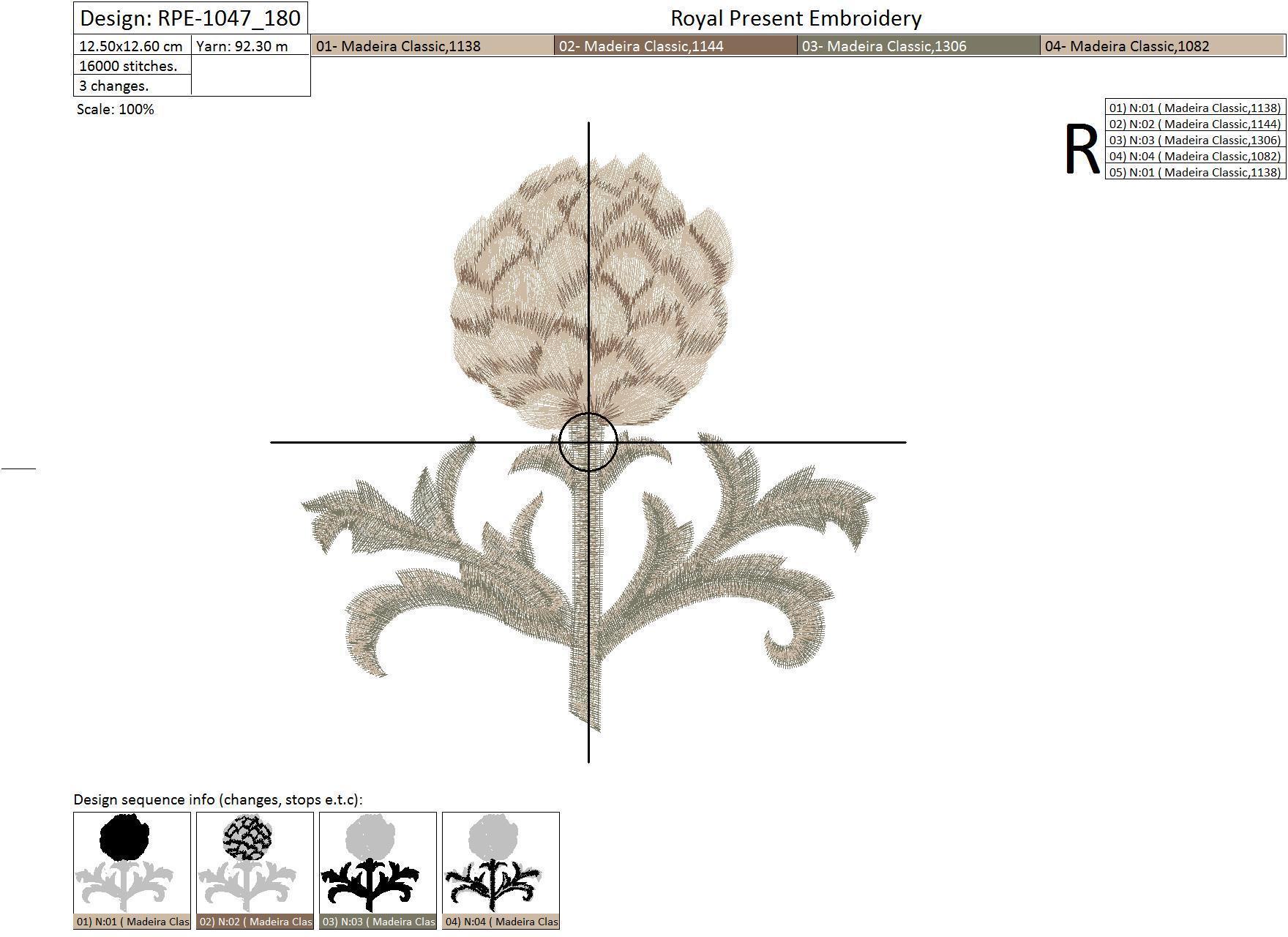 Machine Embroidery Design Artichoke - 2 sizes