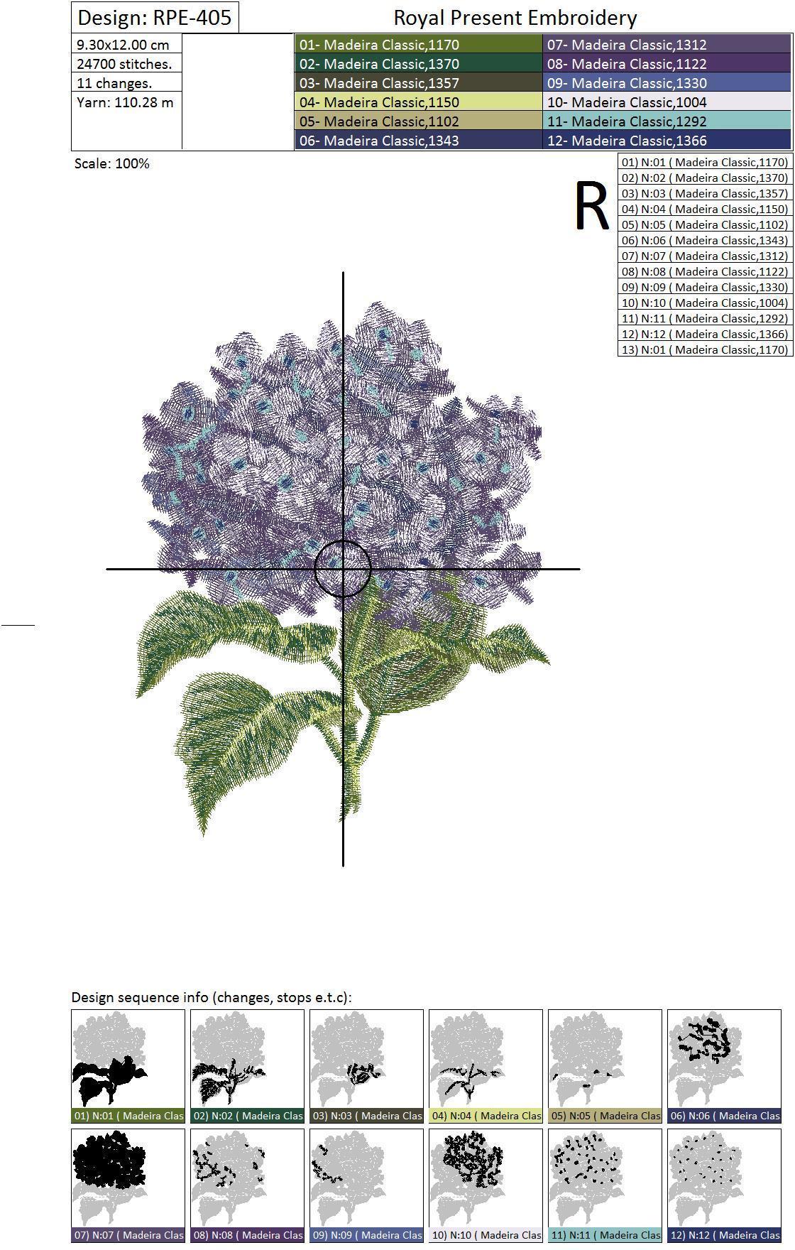 Machine Embroidery Design Hydrangea