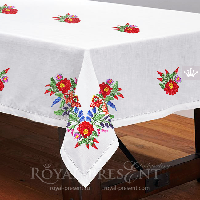 Hungarian folk machine embroidery designs with flowers and paprika - 5 sizes RPE-1772