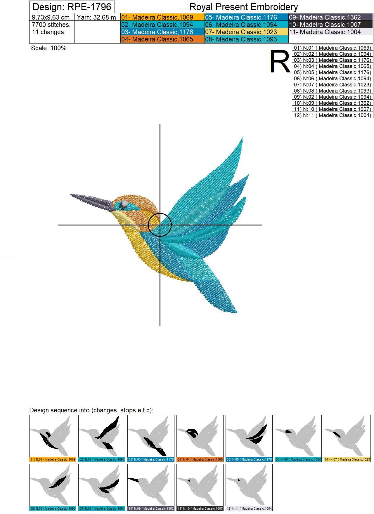 Kingfishers birds Machine Embroidery Designs - 2 sizes