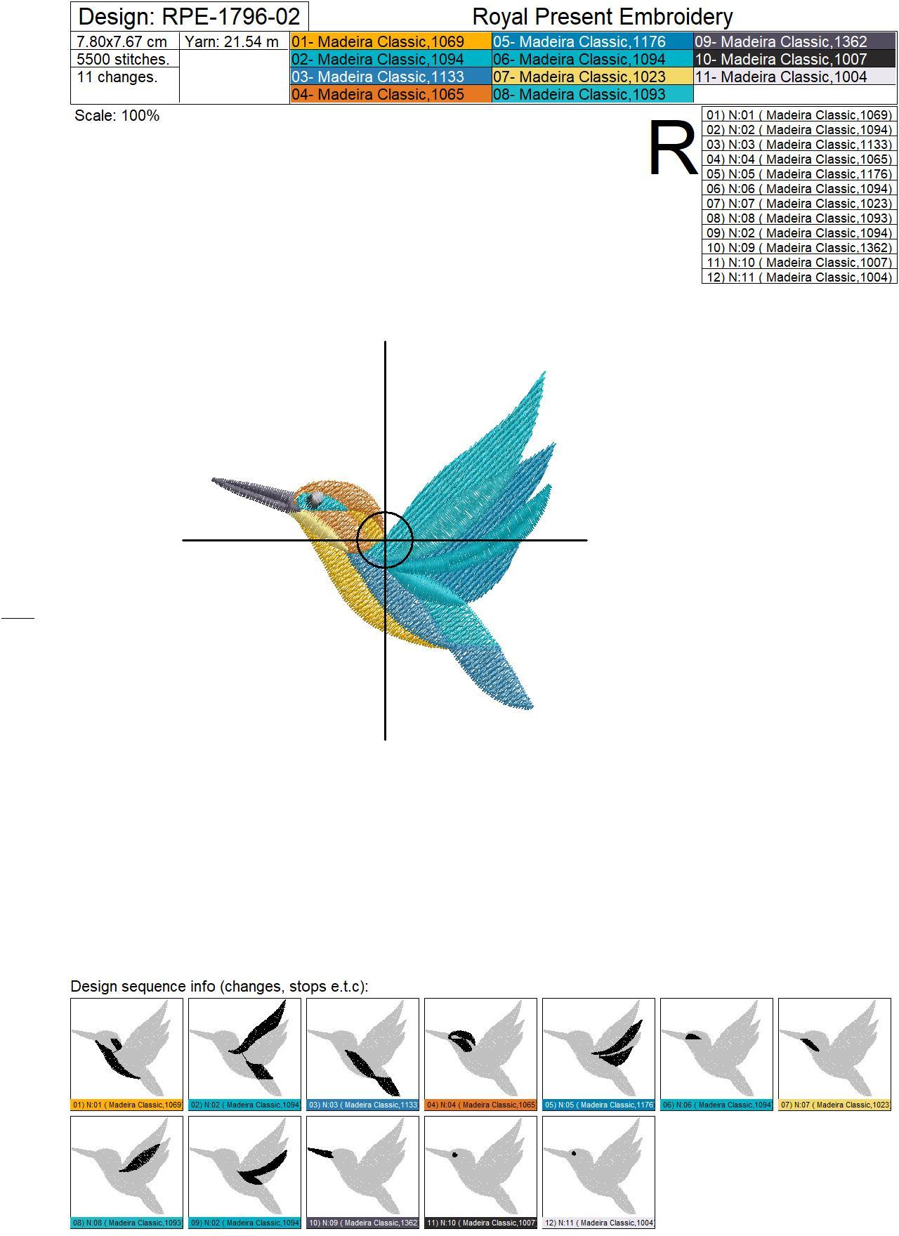 Kingfishers birds Machine Embroidery Designs - 2 sizes