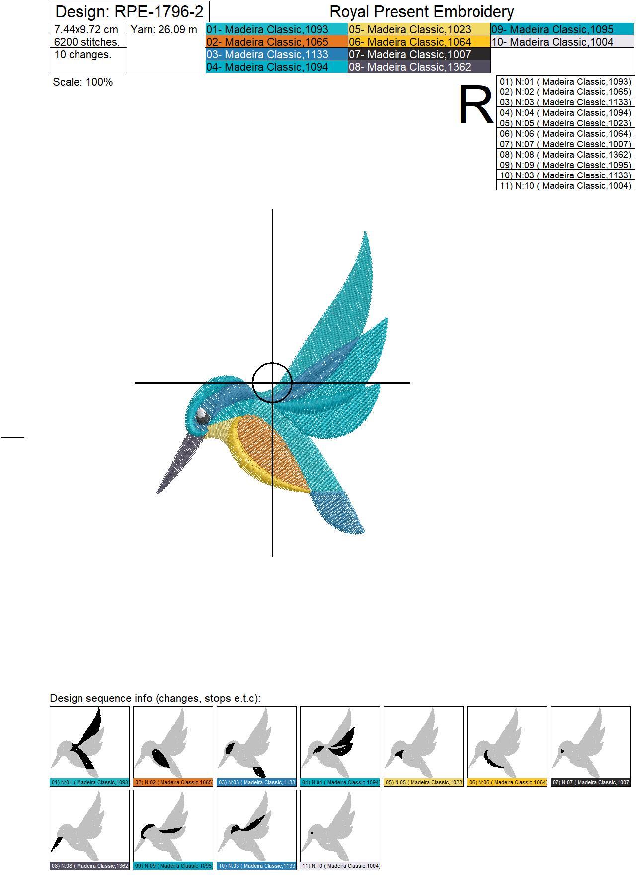 Kingfishers birds Machine Embroidery Designs - 2 sizes