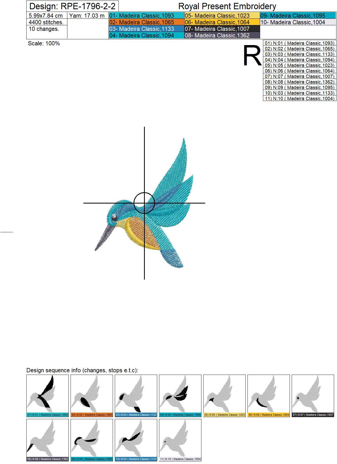 Kingfishers birds Machine Embroidery Designs - 2 sizes