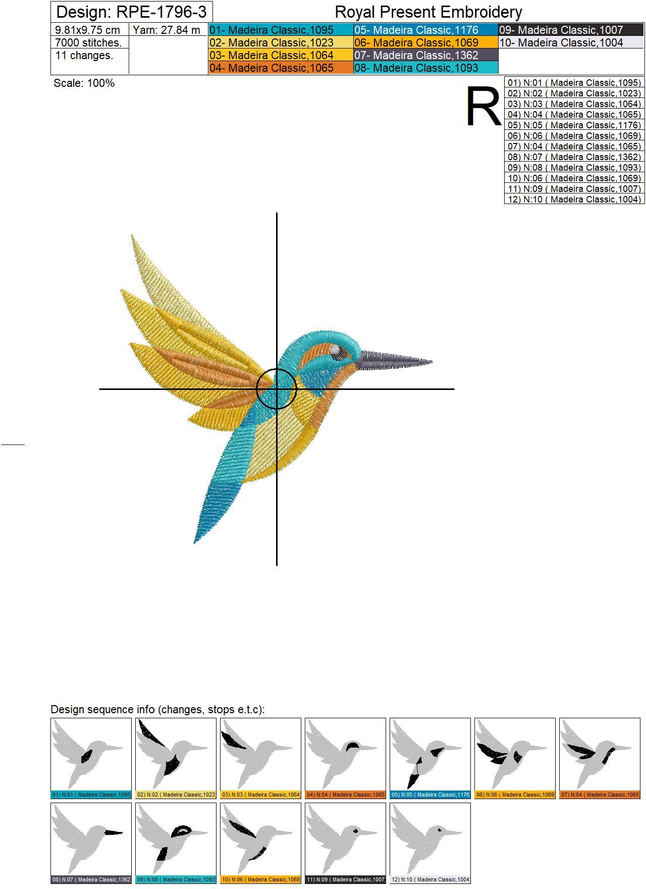 Kingfishers birds Machine Embroidery Designs - 2 sizes