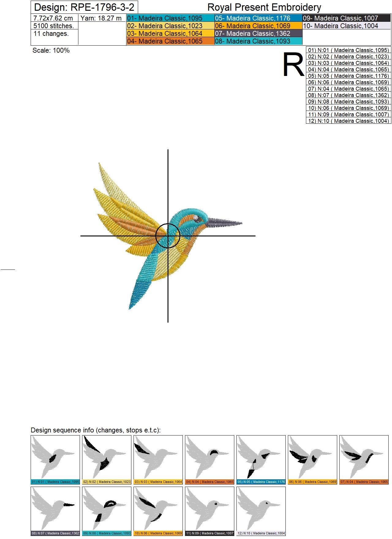 Kingfishers birds Machine Embroidery Designs - 2 sizes