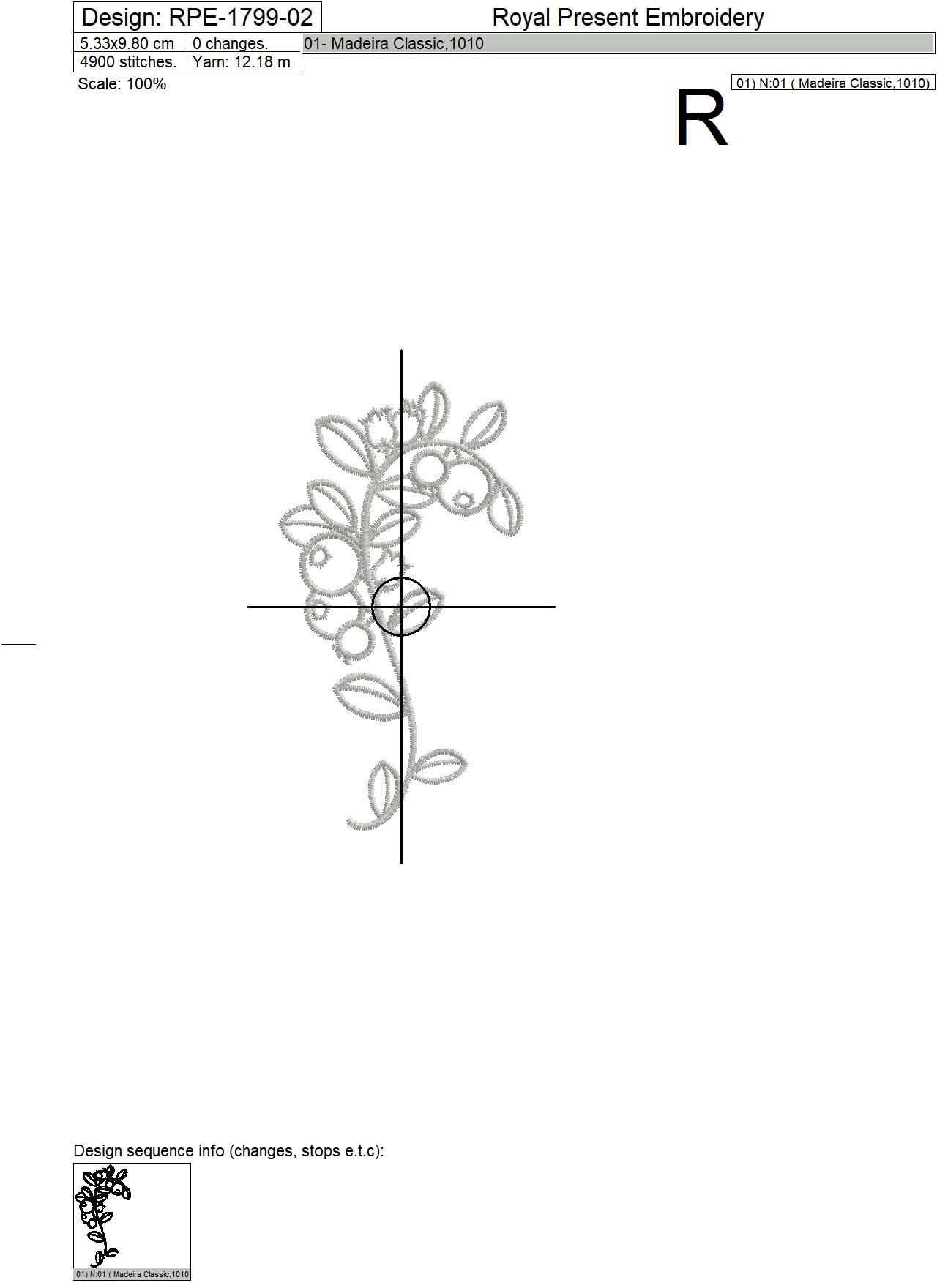 Elegant frame with blueberries Machine Embroidery Designs - 2 sizes