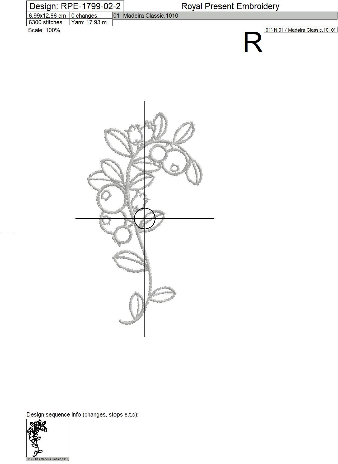 Elegant frame with blueberries Machine Embroidery Designs - 2 sizes