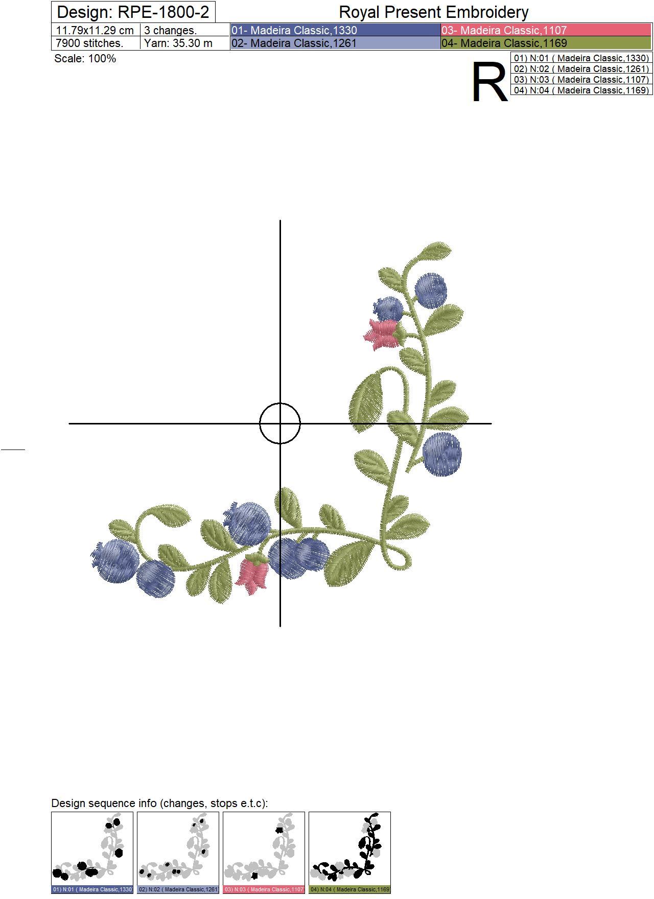 Blueberries Machine Embroidery Designs - 2 sizes