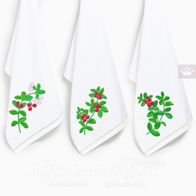 Lingonberry berries Machine Embroidery Designs - 3 sizes RPE-1801