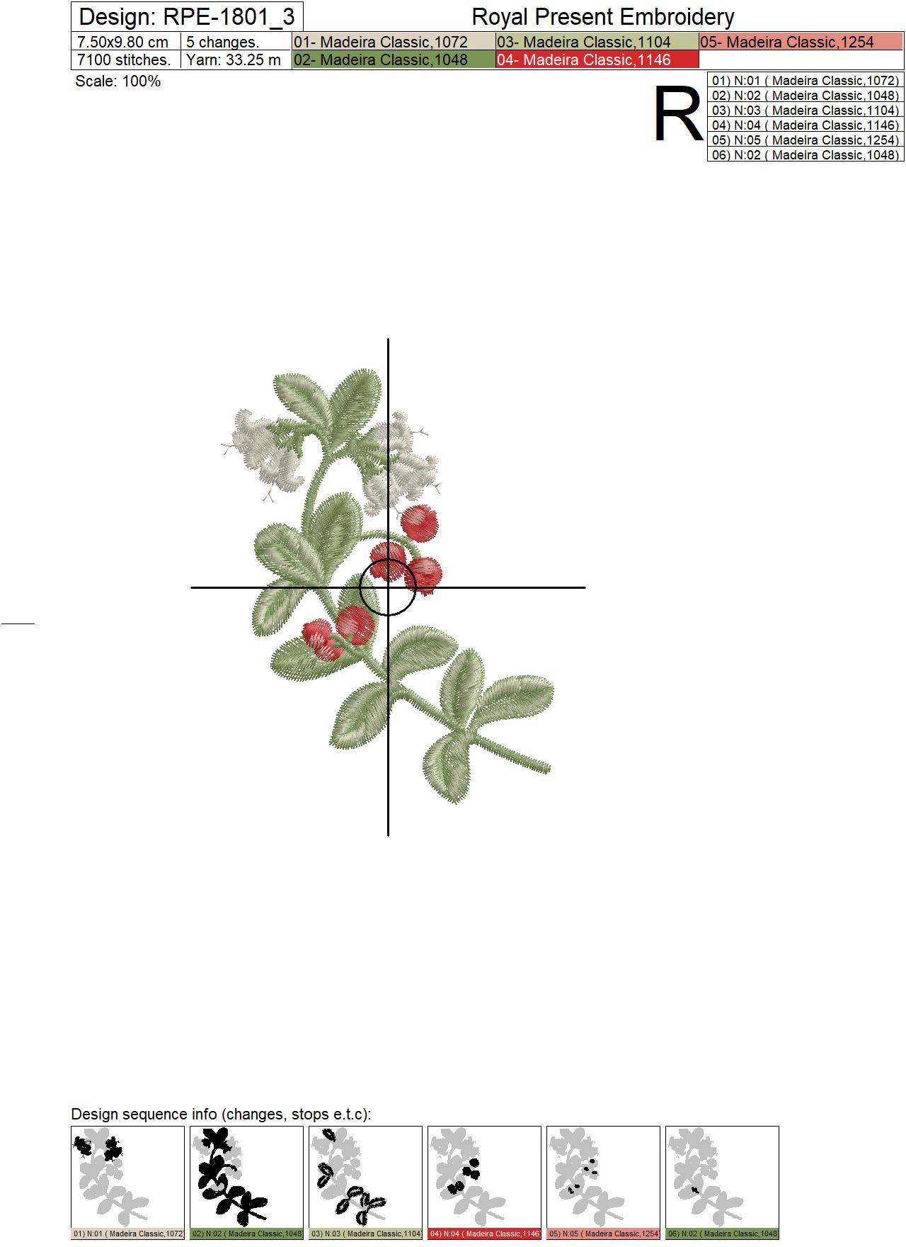 Lingonberry berries Machine Embroidery Designs - 3 sizes