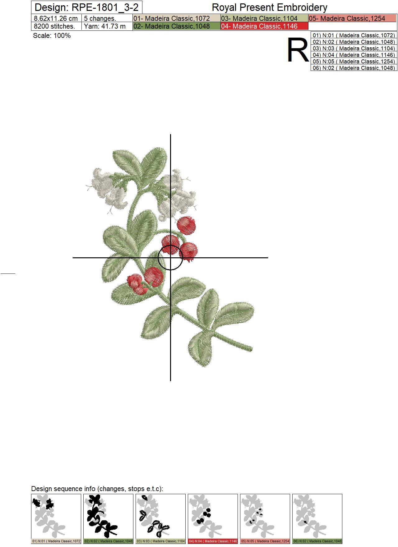 Lingonberry berries Machine Embroidery Designs - 3 sizes