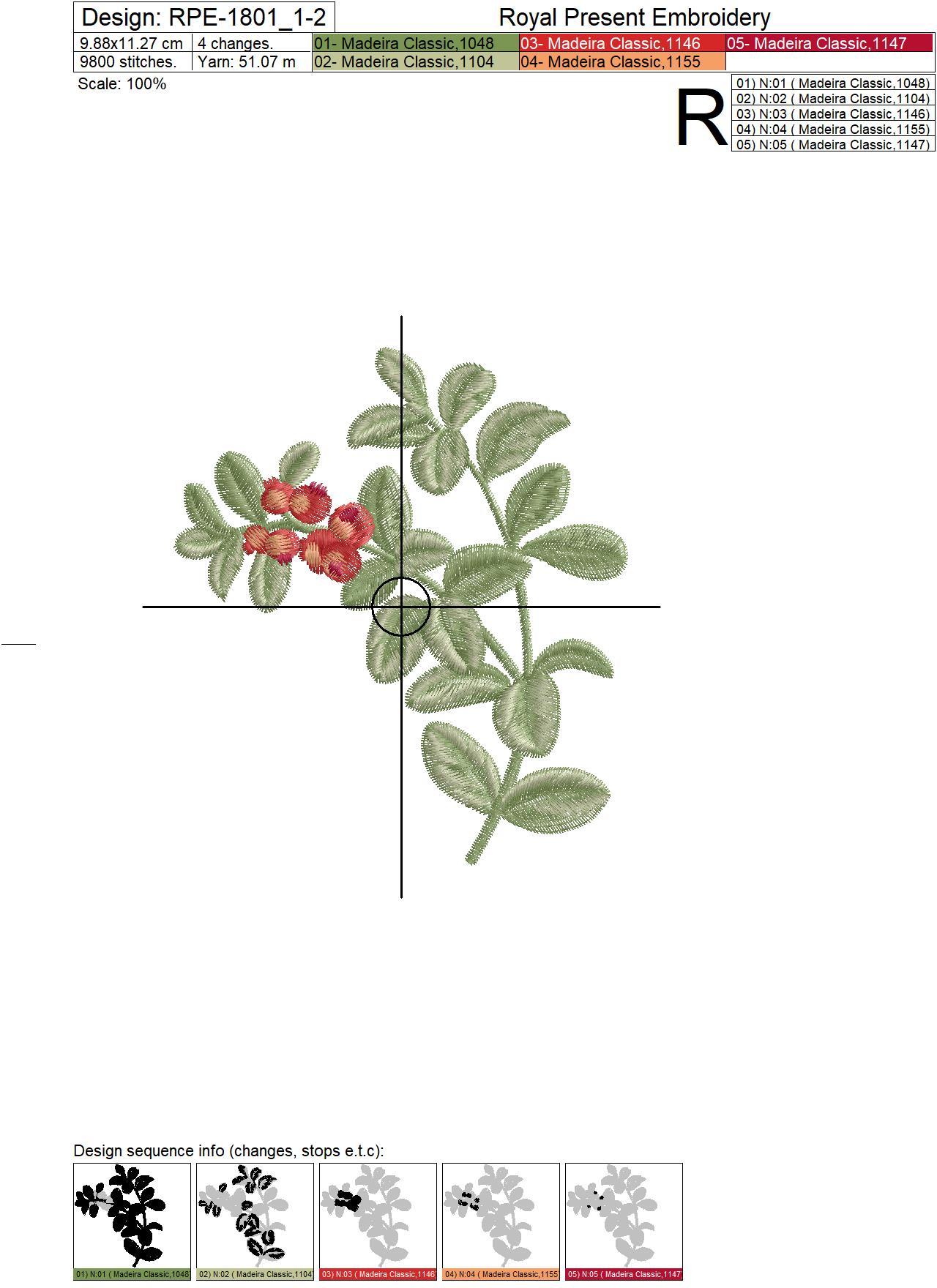 Lingonberry berries Machine Embroidery Designs - 3 sizes