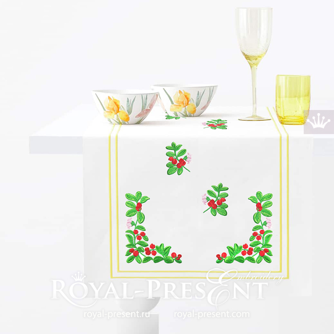 Lingonberry Botanical Machine Embroidery Designs - 3 sizes RPE-1803