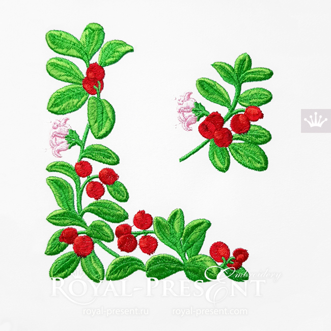 Lingonberry Botanical Machine Embroidery Designs - 3 sizes