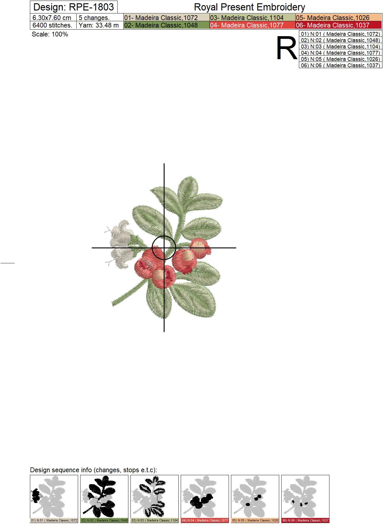 Lingonberry Botanical Free Machine Embroidery Design