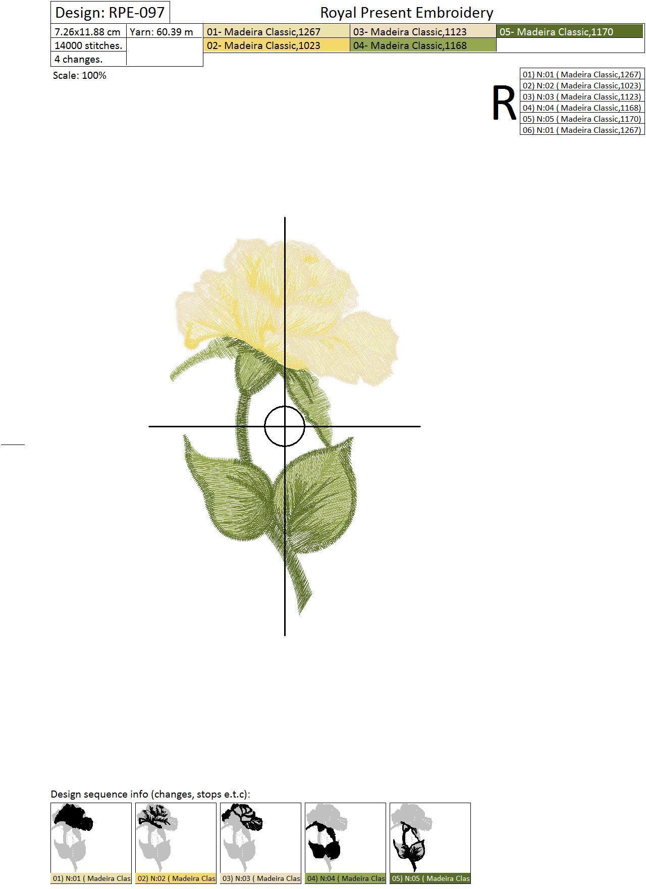 Machine Embroidery Design Yellow Rose
