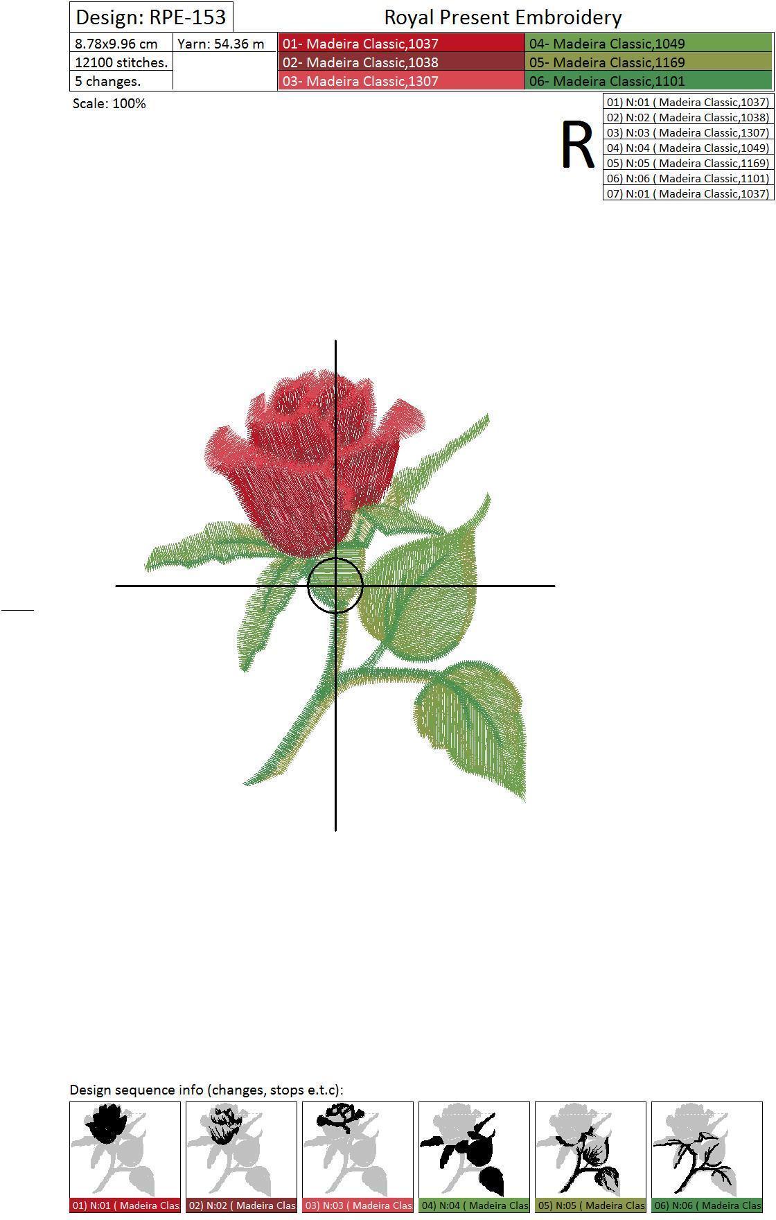 Machine Embroidery Design Beautiful Rose