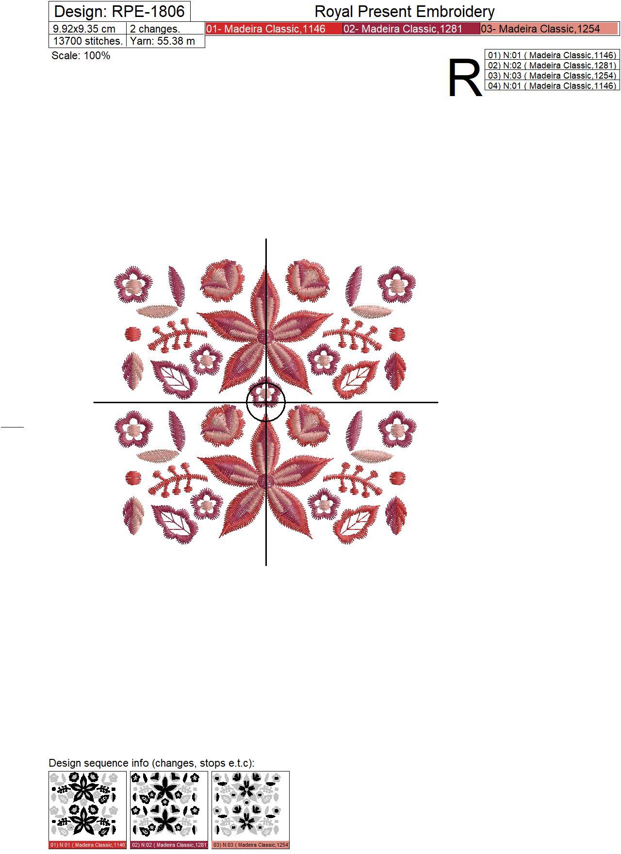 Polish Folk Quilt Machine Embroidery Designs - 3 sizes