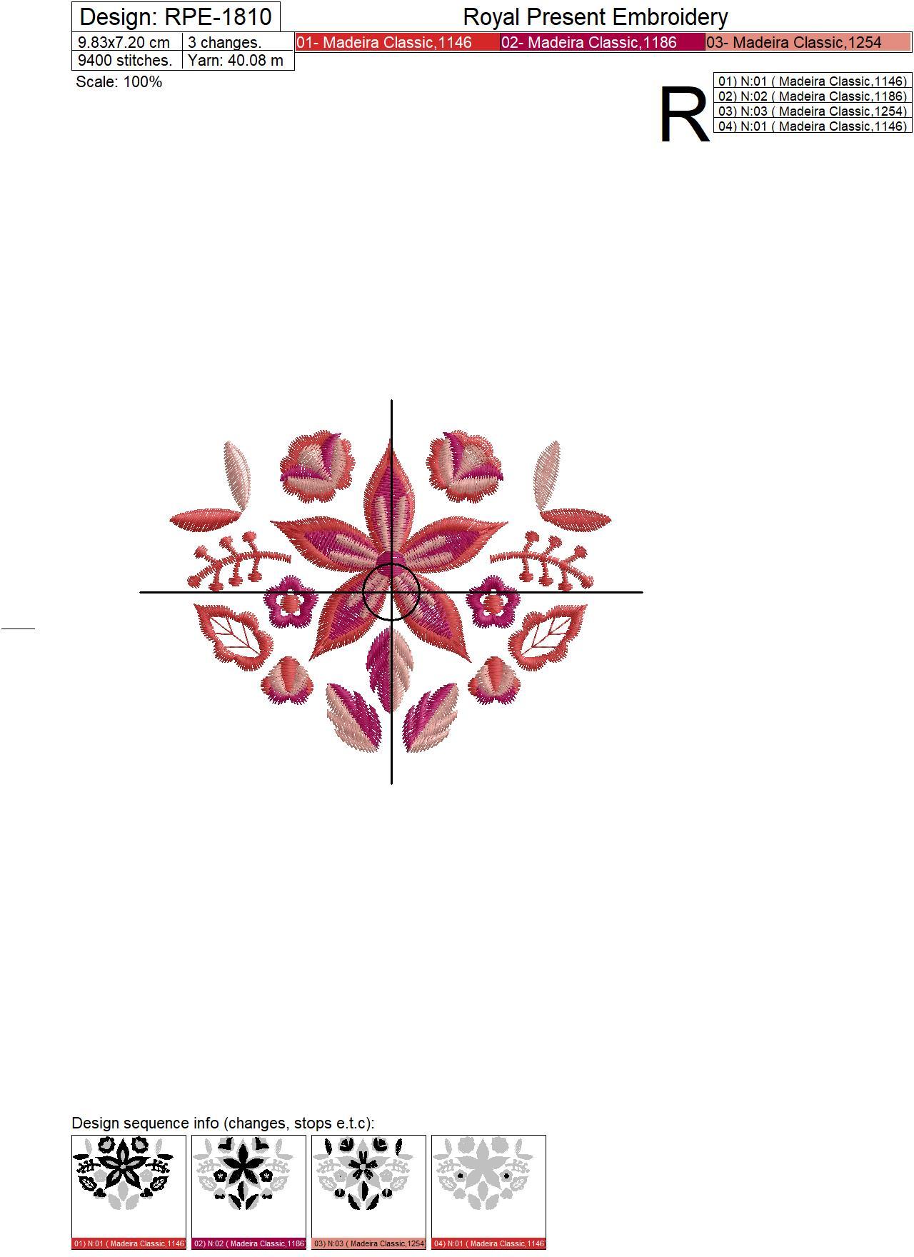 Polish Folk Flowers Machine Embroidery Designs - 2 sizes