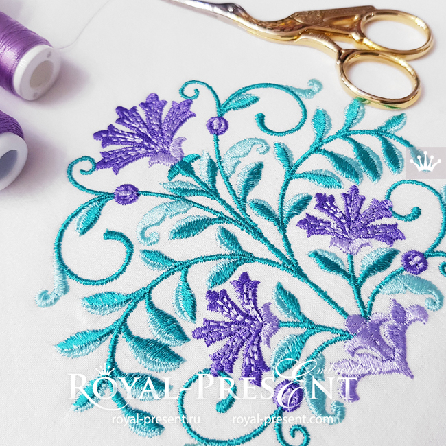 Oriental pattern Machine Embroidery Design - 3 sizes
